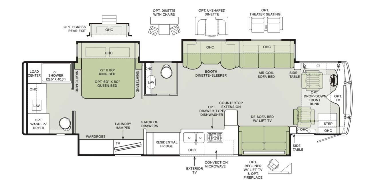 2025 Tiffin Motorhomes Phaeton 37BH Floorplan Image